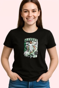 Tricou Mahrez Algeria Echipa Nationala Fotbal, din bumbac 100%, tricou negru Copii | Dama | Barbat - Img 3