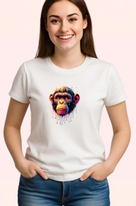 Tricou Maimuta realista in stil pop art fundal alb Copii | Dama | Barbat - Img 3