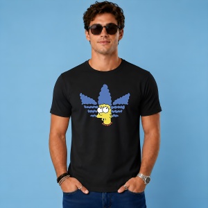 Tricou Marge Simpson Blue Hair Logo Urban Cartoon Aesthetic, din bumbac 100%, tricou negru, Copii | Dama | Barbat - Img 2