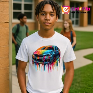 Tricou Masina in stil graffiti curcubeu fundal alb Copii | Dama | Barbat - Img 5