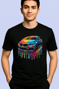Tricou Masina in stil graffiti curcubeu fundal alb Copii | Dama | Barbat, culoare negru - Img 2