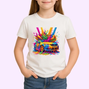 Tricou Masina sport acoperita cu vopsea graffiti Copii | Dama | Barbat - Img 3