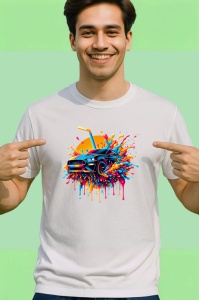 Tricou Masina sport moderna in valuri de culoare Copii | Dama | Barbat - Img 2