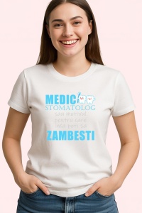 Tricou Medic Stomatolog Sau Motivul Pentru Care Inca Poti Sa Zambesti, din bumbac 100%, tricou alb, Dama | Barbat - Img 2