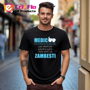Tricou Medic Stomatolog Sau Motivul Pentru Care Inca Poti Sa Zambesti, din bumbac 100%, tricou negru, Dama | Barbat - Img 3