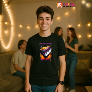 Tricou Melody Maker Pian Colorat, Copii | Dama | Barbat, culoare negru - Img 6