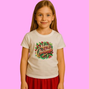 Tricou Merry Christmas Coronita Decorata, din bumbac 100%, tricou alb, Copii | Dama | Barbat - Img 2