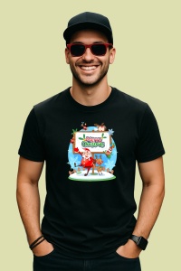 Tricou Merry Christmas Mos Decor, din bumbac 100%, tricou negru, Dama | Barbat