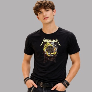 Tricou Metallica Sarpe Si Panza, din bumbac 100%, tricou negru, Dama | Barbat - Img 2