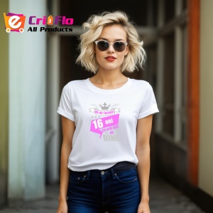 Tricou Mi Au Trebuit 16 Ani Bine, din bumbac 100%, tricou alb, Dama | Barbat - Img 6