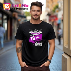 Tricou Mi Au Trebuit 18 Ani Bine Mov, din bumbac 100%, tricou negru, Dama | Barbat - Img 3