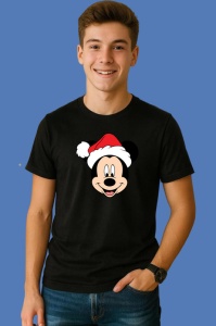 Tricou Mickey Chip Fericit Craciun, din bumbac 100% Copii | Dama | Barbat - Img 2