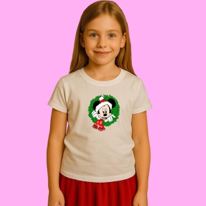 Tricou Mickey Cu Coronita Si Fular Rosu, din bumbac 100% Copii | Dama | Barbat