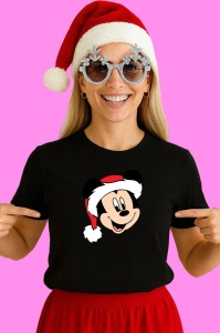Tricou Mickey Mos Craciun Zambitor, din bumbac 100% Copii | Dama | Barbat - Img 3