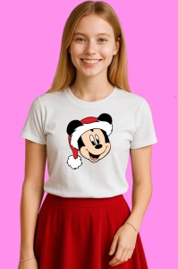 Tricou Mickey Mos Craciun Zambitor, din bumbac 100% Copii | Dama | Barbat - Img 3