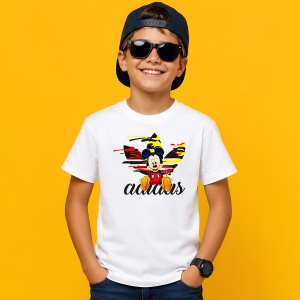 Tricou Mickey Mouse Logo Abstract Paint Drip Negru Galben Rosu Urban Style, din bumbac 100% Copii | Dama | Barbat - Img 2