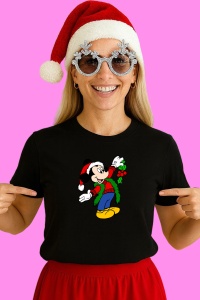Tricou Mickey Salut Cu Fular Verde, din bumbac 100% Copii | Dama | Barbat - Img 2