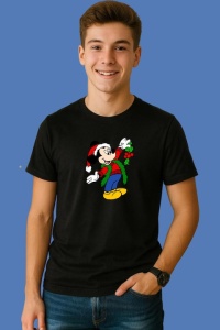 Tricou Mickey Salut Cu Fular Verde, din bumbac 100% Copii | Dama | Barbat - Img 3