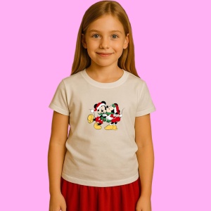 Tricou Mickey Si Minnie Sarut De Craciun, din bumbac 100% Copii | Dama | Barbat - Img 3
