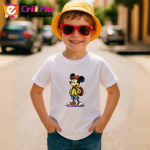 Tricou Mickey streetwear cu hanorac si rucsac rosu Copii | Dama | Barbat Barbat - Img 13