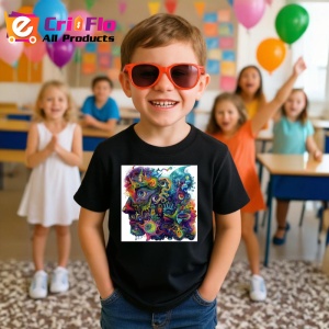 Tricou Microscop artistic cu forme si linii psihedelice Copii | Dama | Barbat, culoare negru