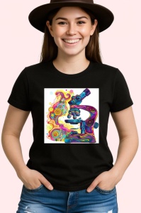Tricou Microscop colorat stil graffiti desen digital Copii | Dama | Barbat, culoare negru