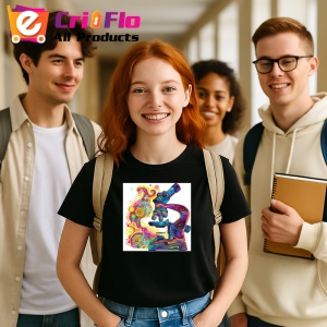 Tricou Microscop colorat stil graffiti desen digital Copii | Dama | Barbat, culoare negru - Img 8