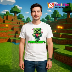 Tricou Minecraft Creeper Indragostit Tricou Alb Copii | Dama | Barbat - Img 1