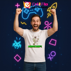 Tricou Minecraft Golem Alb Tricou Alb Copii | Dama | Barbat - Img 4