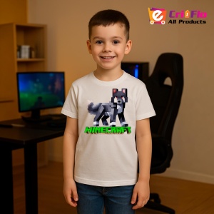 Tricou Minecraft Lup Pixelat Tricou Alb Copii | Dama | Barbat - Img 8