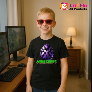 Tricou Minecraft Oul End Tricou Negru Copii | Dama | Barbat