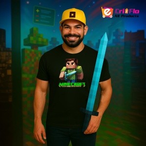 Tricou Minecraft Razboinicul Verde Tricou Negru Copii | Dama | Barbat - Img 4