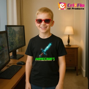Tricou Minecraft Sabia Diamant Tricou Negru Copii | Dama | Barbat - Img 8