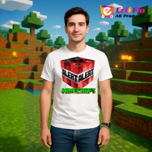Tricou Minecraft TNT Alert Tricou Alb Copii | Dama | Barbat