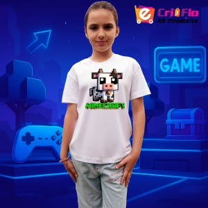 Tricou Minecraft Vaca Cubica Tricou Alb Copii | Dama | Barbat - Img 2
