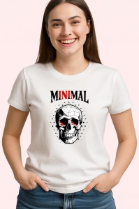 Tricou Minimal Craniu Alb Negru, Copii | Dama | Barbat - Img 4