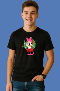 Tricou Minnie Cu Coronita De Craciun, din bumbac 100% Copii | Dama | Barbat