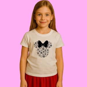 Tricou Minnie Cu Fulgi Alb Negru, din bumbac 100%, tricou alb, Copii | Dama | Barbat - Img 2