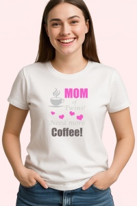Tricou Mom Twins Need Coffee, din bumbac 100%, tricou alb, Dama | Barbat - Img 2