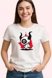 Tricou Monstrulet Alb Negru Amuzant Limba Rosie, din bumbac 100% , tricou alb pentru Copii | Dama | Barbat - Img 2