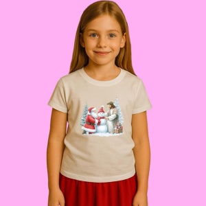 Tricou Mos Craciun Si Iisus Fac Om De Zapada, din bumbac 100%, tricou alb, Copii | Dama | Barbat
