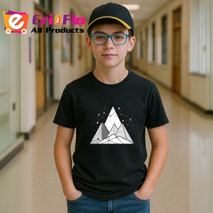 Tricou Munti Alb Negru Linii Geometrice, Copii | Dama | Barbat, culoare negru - Img 9