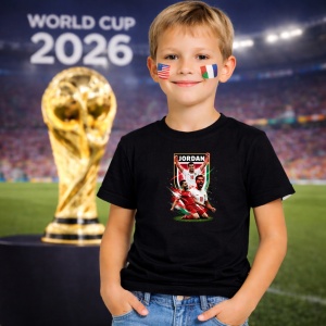 Tricou Musa Al Tamari Jordan World Cup Fifa 2026, din bumbac 100%, tricou negru, Copii | Dama | Barbat - Img 5