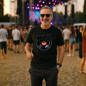 Tricou Music Addict Disc Vinil Text, Copii | Dama | Barbat, culoare negru - Img 4