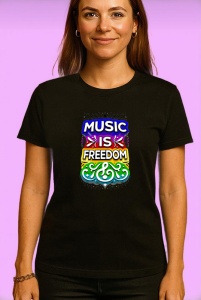 Tricou Music Is Freedom Poster Colorat, Copii | Dama | Barbat, culoare negru - Img 4