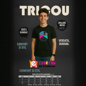 Tricou Music On World Off Harta Glob Muzical, Copii | Dama | Barbat, culoare negru - Img 5