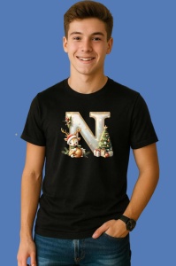 Tricou N Litere Craciun Cu Ren, Brad, Luminite Si Cadouri, din bumbac 100% Copii | Dama | Barbat - Img 2