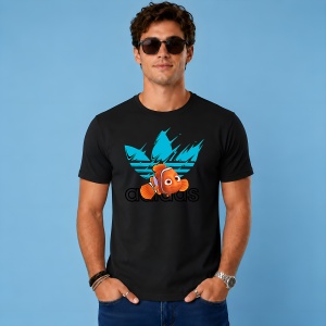 Tricou Nemo Pestisorul Logo Splash Turcoaz Urban Ocean Vibe, din bumbac 100%, tricou negru, Copii | Dama | Barbat