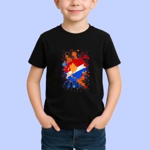 Tricou Netherlands Steag Splash Art, Copii | Dama | Barbat, culoare negru - Img 2