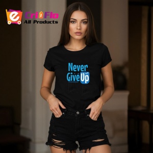 Tricou Never Give Up Font Albastru V4, din bumbac 100%, tricou negru Copii | Dama | Barbat - Img 7